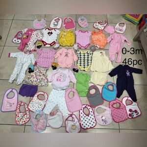 Baby girls 0-3 months 46 pc cloth lot